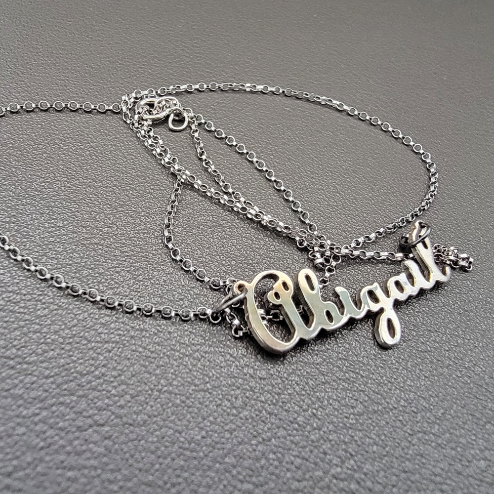 Sterling Silver 925 Abigail Name Necklace – Heirloom Script Pendant
